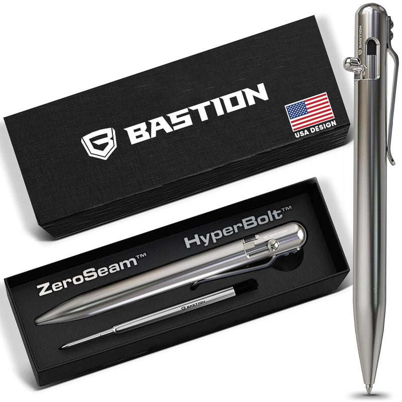 BASTIONÂ® Luxury Bolt Action Pen, Durable Professional Ballpoint Pen with Fine Tip, EDC Pen Ink Refillable Pen - 100% Stainless Steel - Image 1